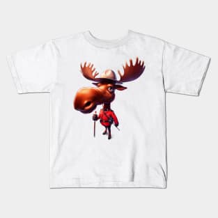 Canadian Mountie Moose Illustration Kids T-Shirt